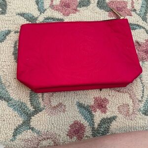 Dark Pink Floral  Quilted Makeup Bag